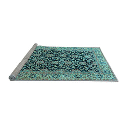 Sideview of Machine Washable Persian Light Blue Traditional Rug, wshtr3690lblu
