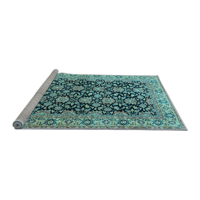Sideview of Machine Washable Persian Light Blue Traditional Rug, wshtr3690lblu
