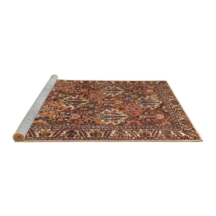Sideview of Machine Washable Traditional Saffron Red Rug, wshtr3691