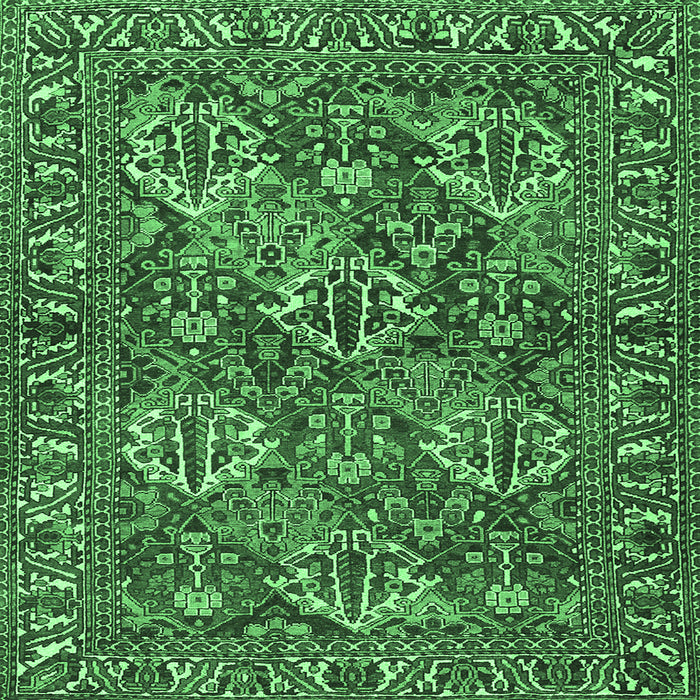 Square Persian Emerald Green Traditional Rug, tr3691emgrn