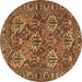 Round Persian Brown Traditional Rug, tr3691brn