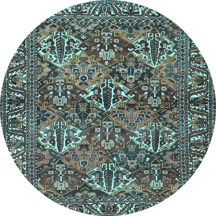Round Persian Light Blue Traditional Rug, tr3691lblu