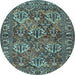Round Persian Light Blue Traditional Rug, tr3691lblu