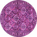 Round Machine Washable Persian Purple Traditional Area Rugs, wshtr3691pur