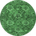Round Persian Emerald Green Traditional Rug, tr3691emgrn