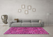 Machine Washable Persian Pink Traditional Rug in a Living Room, wshtr3691pnk