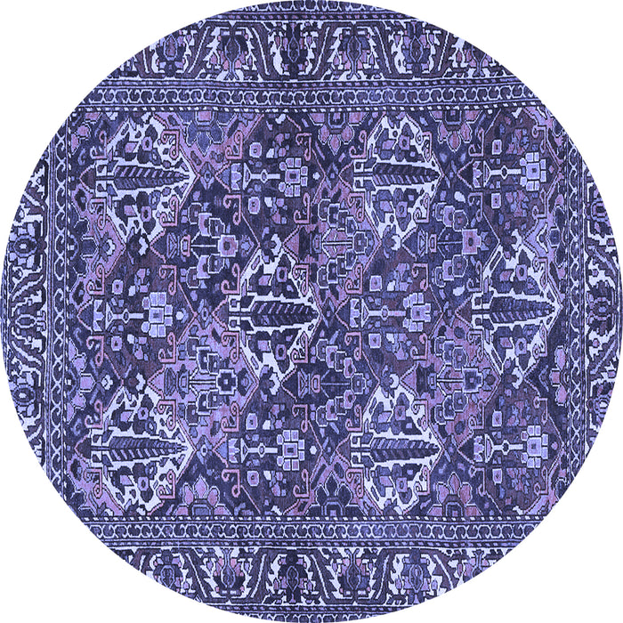 Round Persian Blue Traditional Rug, tr3691blu