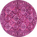 Round Persian Pink Traditional Rug, tr3691pnk