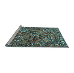 Sideview of Machine Washable Persian Light Blue Traditional Rug, wshtr3691lblu