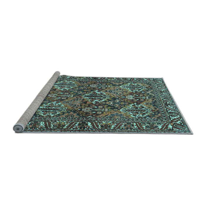 Sideview of Machine Washable Persian Light Blue Traditional Rug, wshtr3691lblu