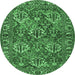 Round Machine Washable Persian Emerald Green Traditional Area Rugs, wshtr3691emgrn