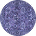 Round Machine Washable Persian Blue Traditional Rug, wshtr3691blu