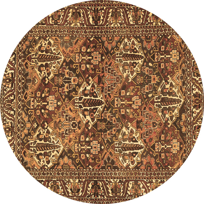 Round Machine Washable Persian Brown Traditional Rug, wshtr3691brn
