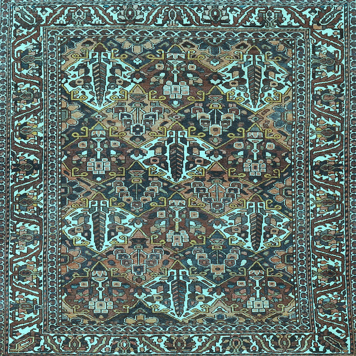 Square Machine Washable Persian Light Blue Traditional Rug, wshtr3691lblu