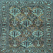 Square Machine Washable Persian Light Blue Traditional Rug, wshtr3691lblu