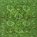 Round Machine Washable Persian Green Traditional Area Rugs, wshtr3691grn