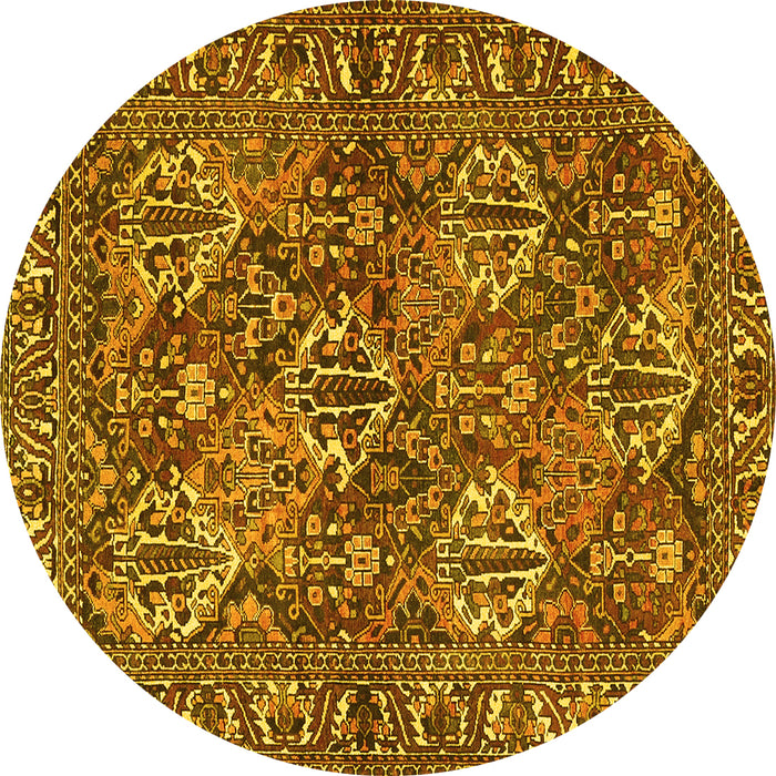 Round Persian Yellow Traditional Rug, tr3691yw