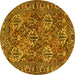 Round Persian Yellow Traditional Rug, tr3691yw