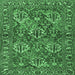 Square Machine Washable Persian Emerald Green Traditional Area Rugs, wshtr3691emgrn