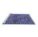 Sideview of Machine Washable Persian Blue Traditional Rug, wshtr3691blu