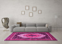 Machine Washable Persian Pink Traditional Rug, wshtr3692pnk