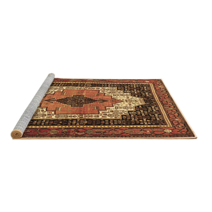 Sideview of Machine Washable Persian Brown Traditional Rug, wshtr3692brn