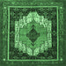 Square Machine Washable Persian Emerald Green Traditional Area Rugs, wshtr3692emgrn