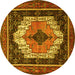 Round Persian Yellow Traditional Rug, tr3692yw