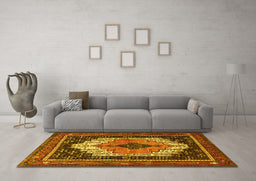 Machine Washable Persian Yellow Traditional Rug in a Living Room, wshtr3692yw