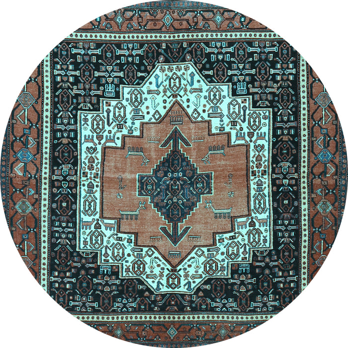 Round Persian Light Blue Traditional Rug, tr3692lblu