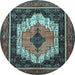 Round Persian Light Blue Traditional Rug, tr3692lblu