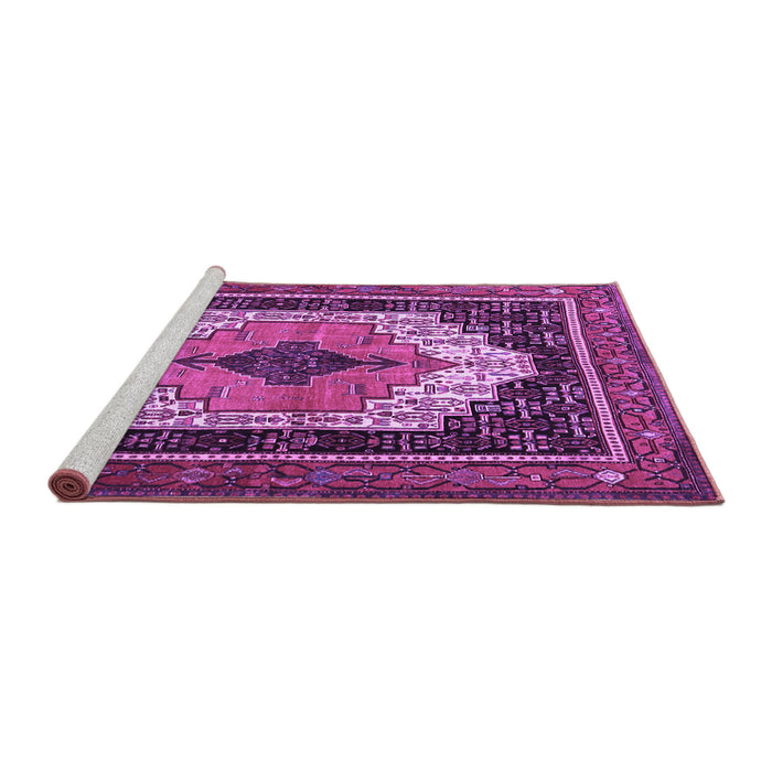 Sideview of Machine Washable Persian Purple Traditional Area Rugs, wshtr3692pur