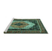 Sideview of Machine Washable Persian Turquoise Traditional Area Rugs, wshtr3692turq