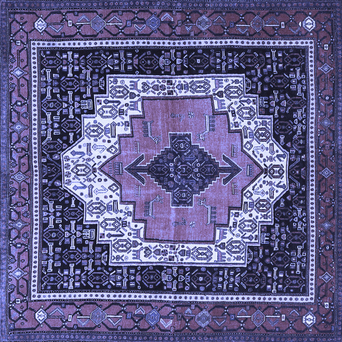 Square Machine Washable Persian Blue Traditional Rug, wshtr3692blu