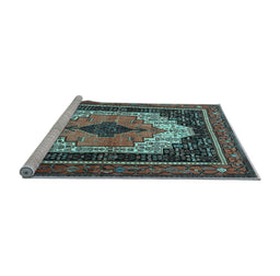 Sideview of Machine Washable Persian Light Blue Traditional Rug, wshtr3692lblu