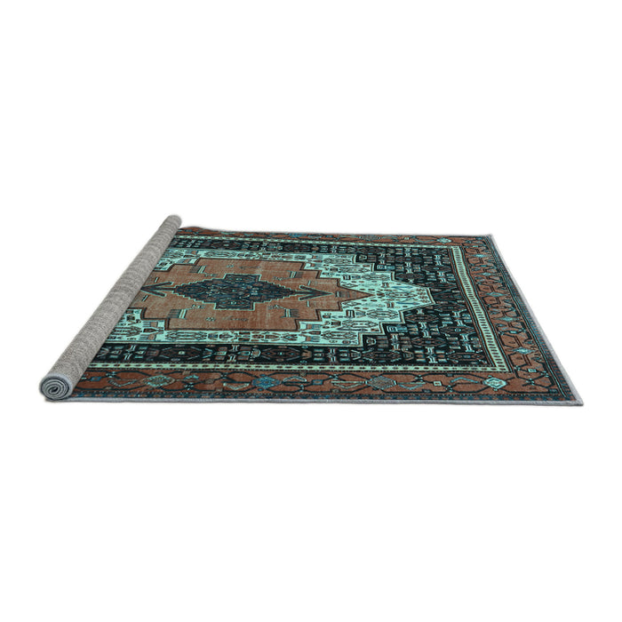 Sideview of Machine Washable Persian Light Blue Traditional Rug, wshtr3692lblu