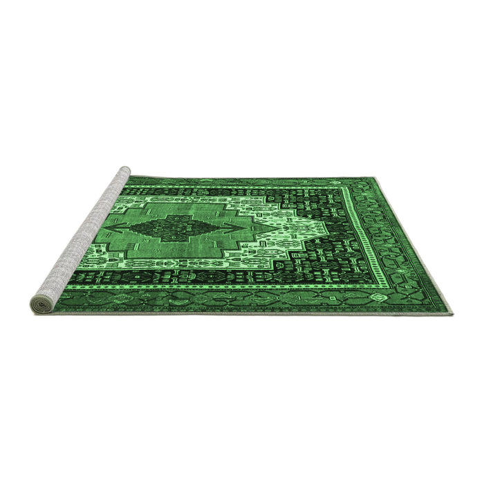 Sideview of Machine Washable Persian Emerald Green Traditional Area Rugs, wshtr3692emgrn