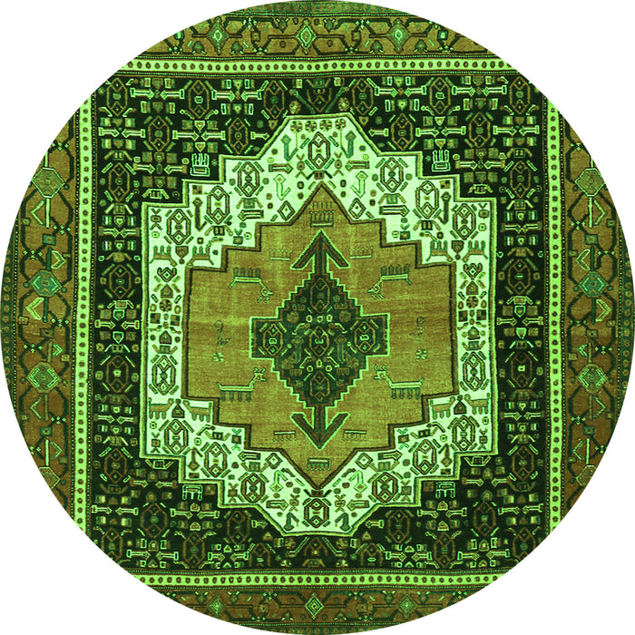Square Persian Green Traditional Rug, tr3692grn