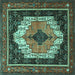 Square Persian Turquoise Traditional Rug, tr3692turq