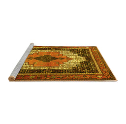Sideview of Machine Washable Persian Yellow Traditional Rug, wshtr3692yw