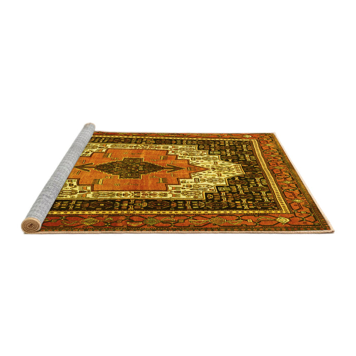 Sideview of Machine Washable Persian Yellow Traditional Rug, wshtr3692yw