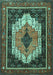 Machine Washable Persian Turquoise Traditional Area Rugs, wshtr3692turq