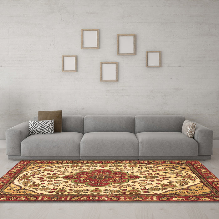 Machine Washable Persian Brown Traditional Rug in a Living Room,, wshtr3693brn