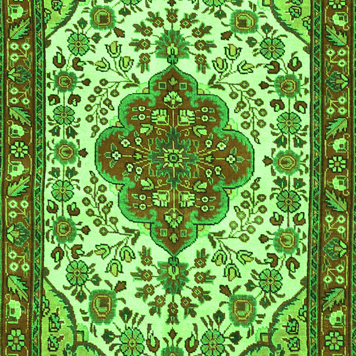 Serging Thickness of Machine Washable Persian Green Traditional Area Rugs, wshtr3693grn
