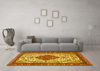 Machine Washable Persian Yellow Traditional Rug, wshtr3693yw