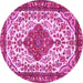 Round Machine Washable Persian Pink Traditional Rug, wshtr3693pnk