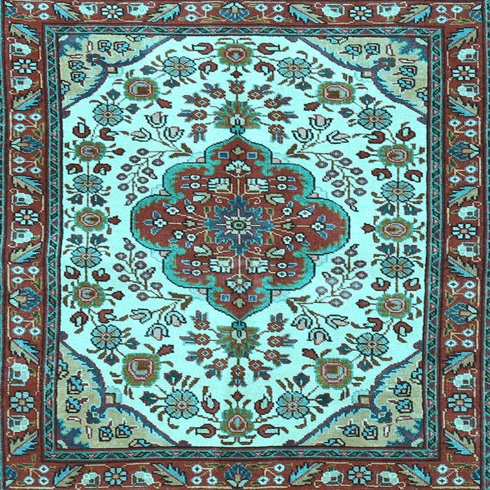 Square Machine Washable Persian Light Blue Traditional Rug, wshtr3693lblu
