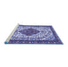 Sideview of Machine Washable Persian Blue Traditional Rug, wshtr3693blu