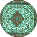 Round Persian Turquoise Traditional Rug, tr3693turq