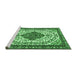 Sideview of Machine Washable Persian Emerald Green Traditional Area Rugs, wshtr3693emgrn